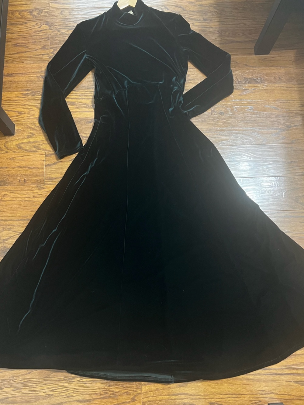 Double D Ranch Vintage Green Velvet Long Sleeve Maxi Dress